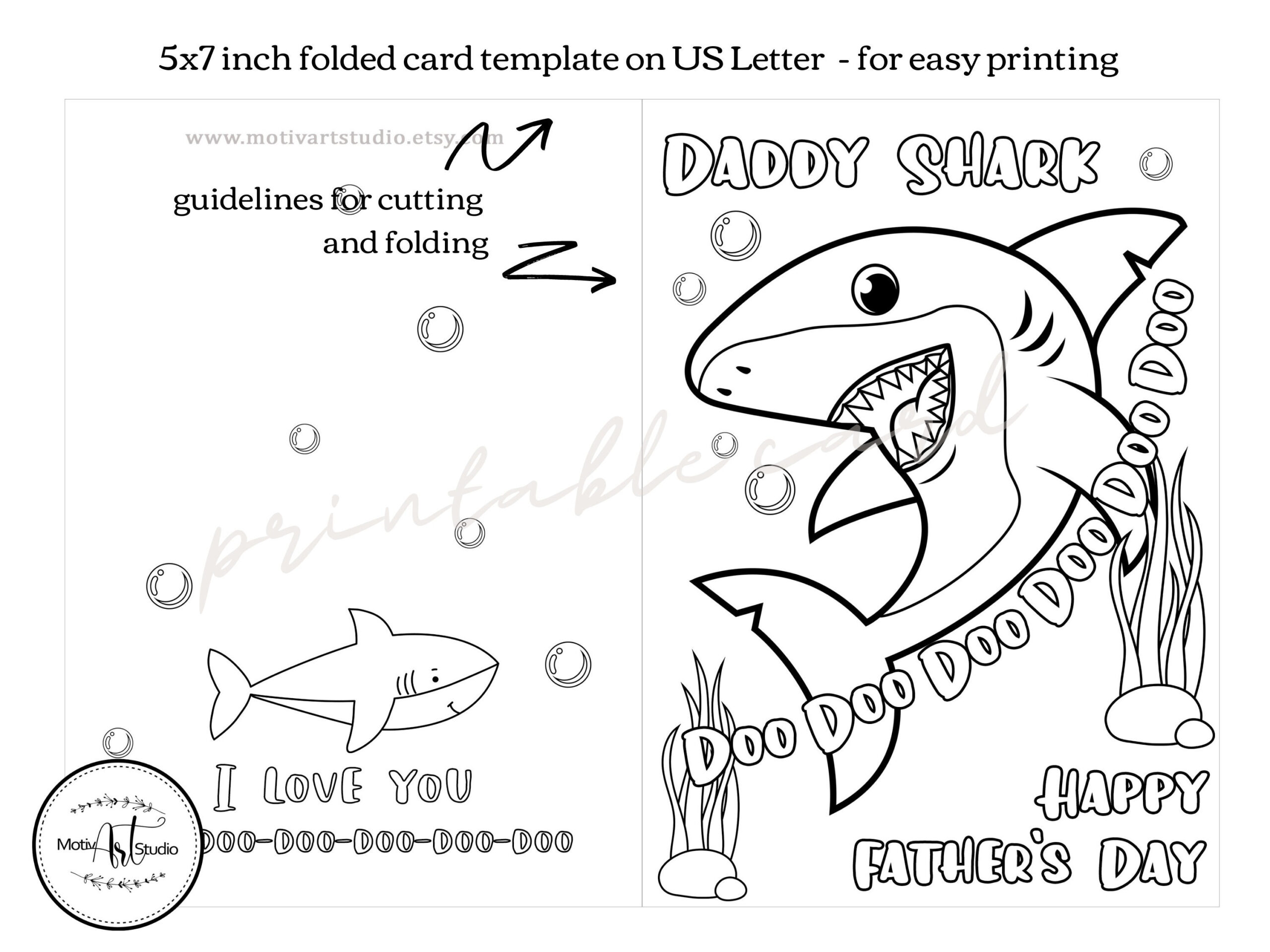Daddy Shark Printable Father&amp;#039;S Day Coloring Card For Kids. Funny pertaining to Daddy Shark Father&amp;#039;S Day Card Printable