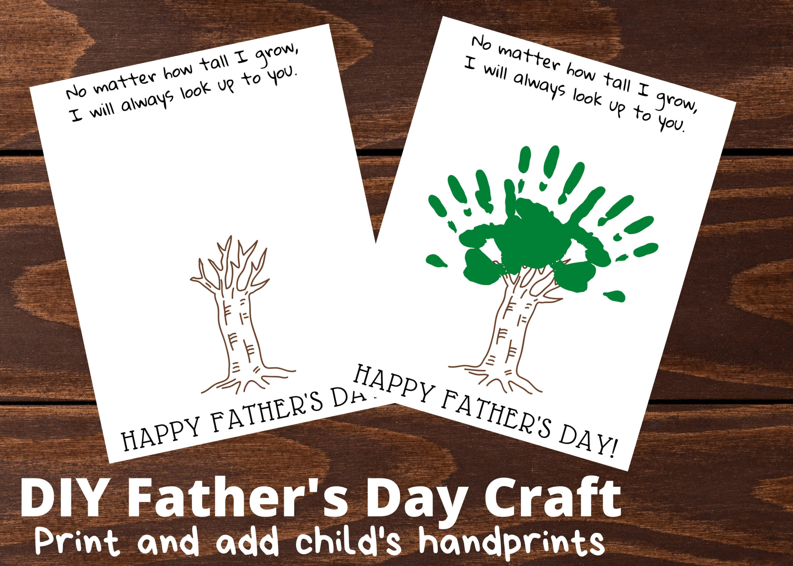 Diy Child&amp;#039;S Handprint Father&amp;#039;S Day Tree Craft - Printable Pdf Kids with regard to Printable Father&amp;amp;#039;s Day Card With Campfire