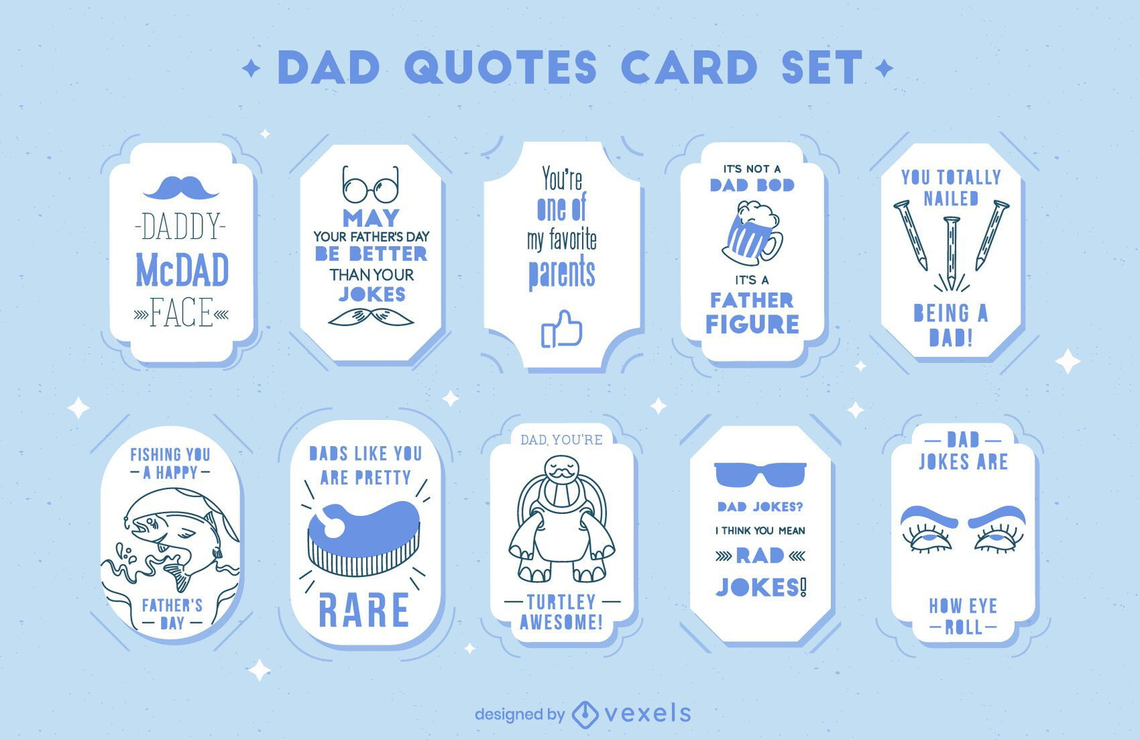 Fathers Day Funny Quotes Card Set Vector Download throughout Funny Happy Father&amp;#039;S Day 2019 Printable Card