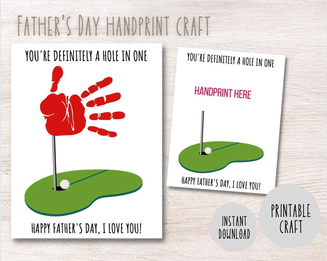 Father&amp;#039;S Day Handprint Craft Golf Handprint Art Toddler Craft with regard to Printable Father&amp;#039;S Day Card Golf