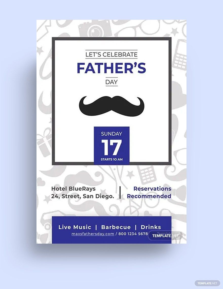 Father&amp;#039;S Day Invitation Template In Word, Psd, Pages, Publisher with regard to Father&amp;amp;#039;s Day Invitation Card Printable