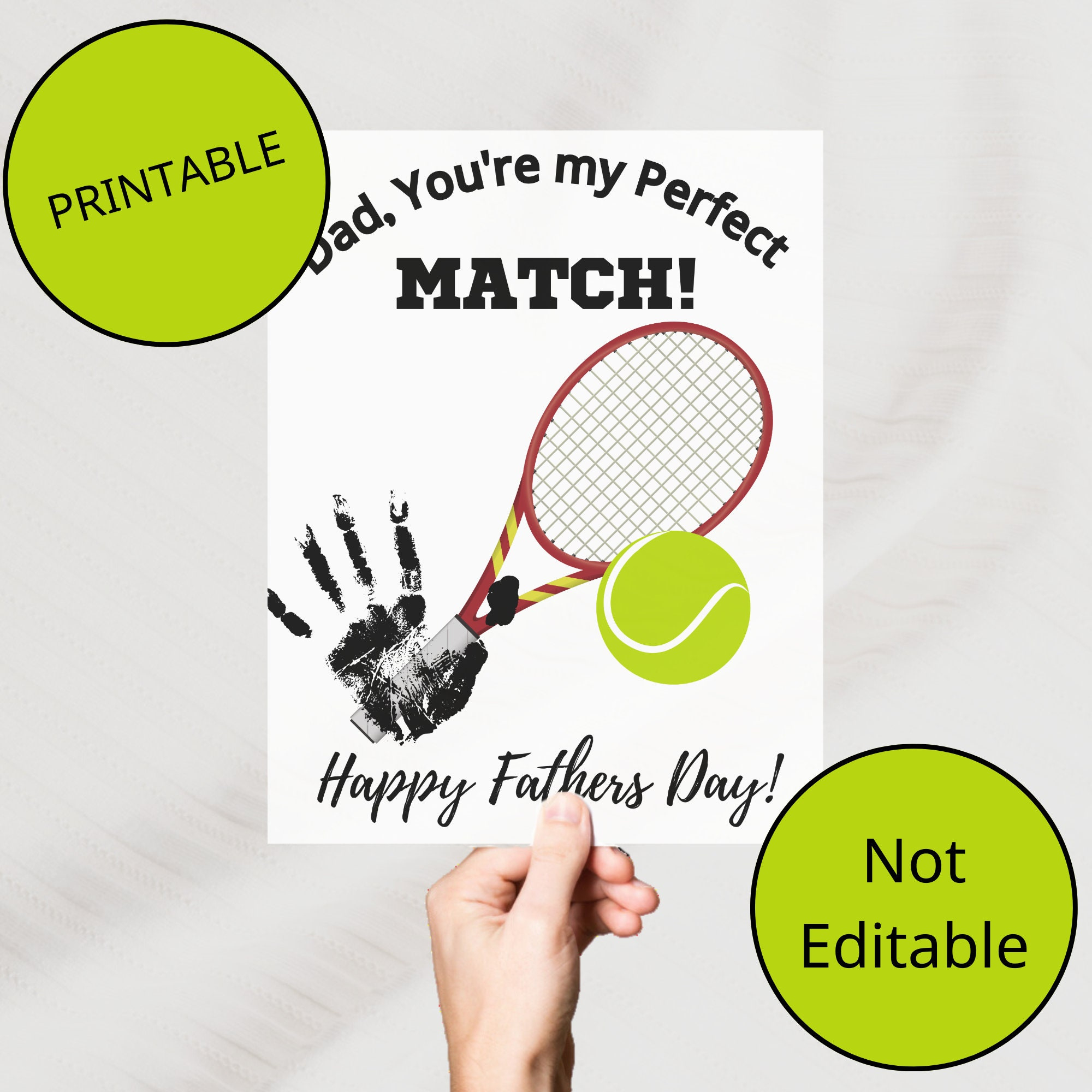Fathers Day Tennis Handprint Craft, Instant Download Pdf, 1St with Father&amp;#039;S Day Card Tennis Printable Pdf
