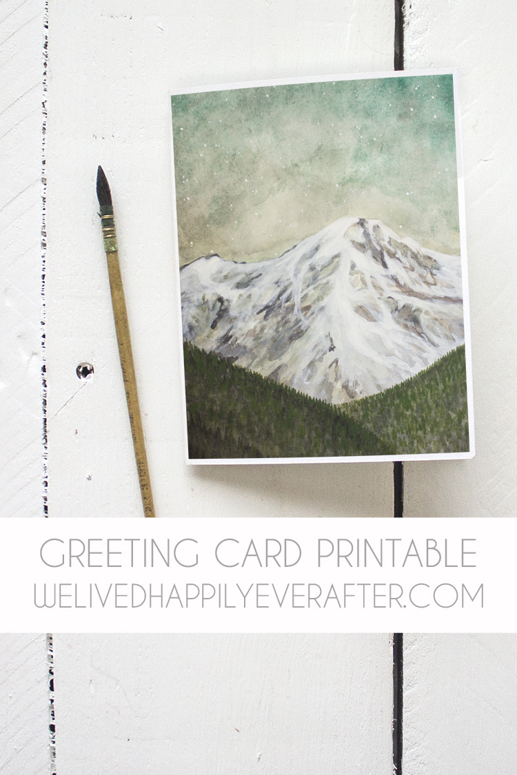 Free Mountain Watercolor Greeting Card Printable - We Lived throughout Blue Mountain Printable Easter Cards