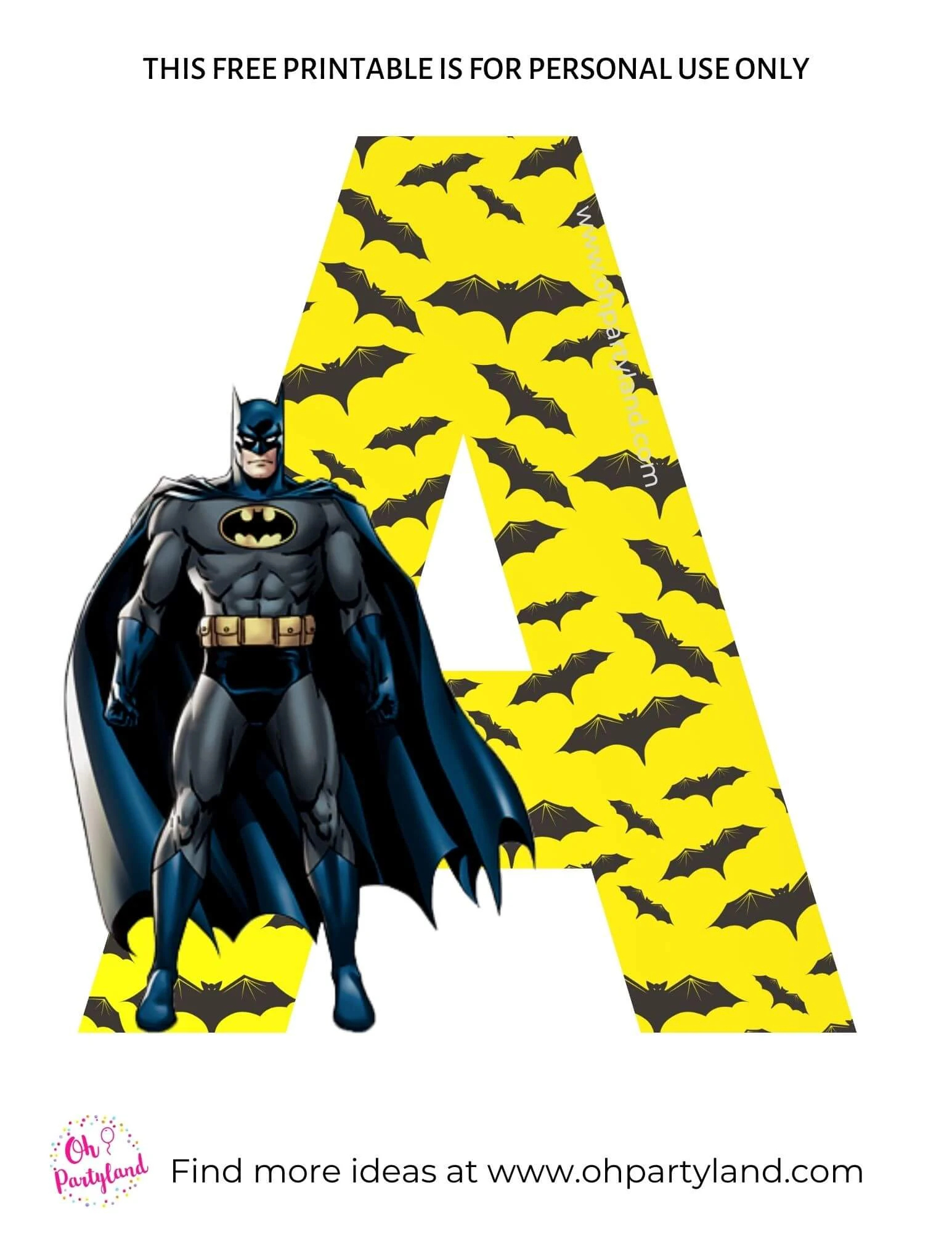 Free Printable Batman Alphabet Letters - Oh Partyland pertaining to Batman Father&amp;#039;S Day Printable Cards