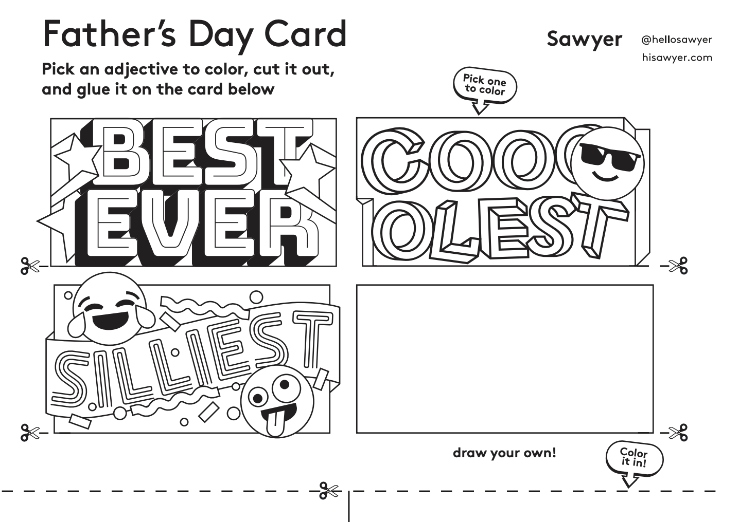 Free Printable Father&amp;#039;S Day Cards | Sawyer Blog throughout Free Printable Father Day Cards For Kids
