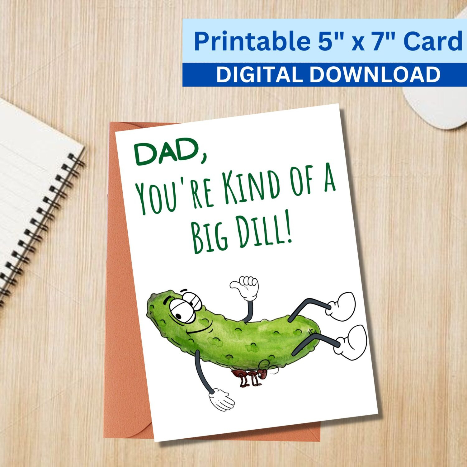 Funny 5X7 Printable Father&amp;#039;S Day Greeting Card Puns Dad Instant Printable Digital Download With Envelope Template throughout Nerdy Father&amp;amp;#039;s Day Card Printable