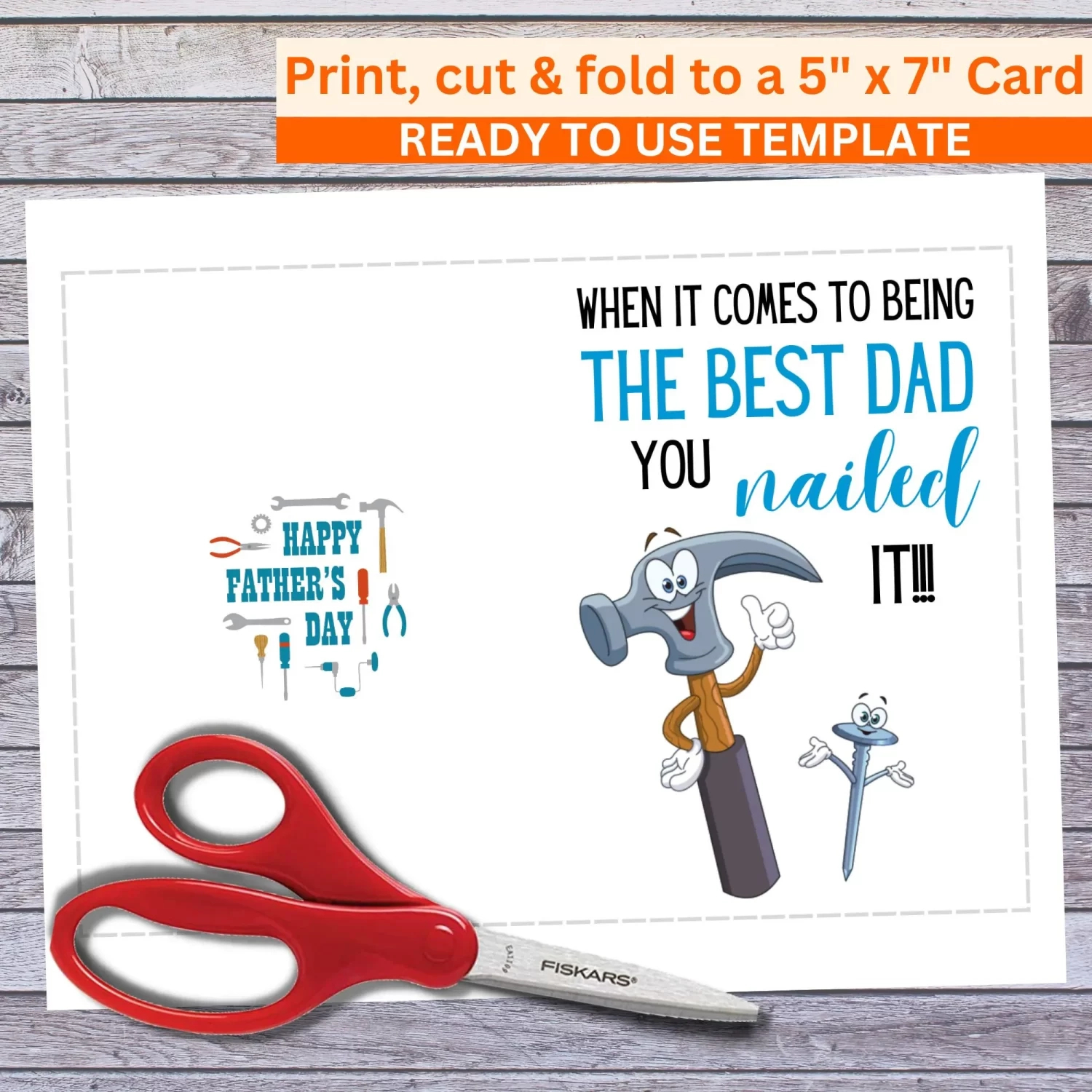 Funny 5X7 Printable Father&amp;#039;S Day Greeting Card Puns Nailed It regarding Nerdy Father&amp;#039;S Day Card Printable Free
