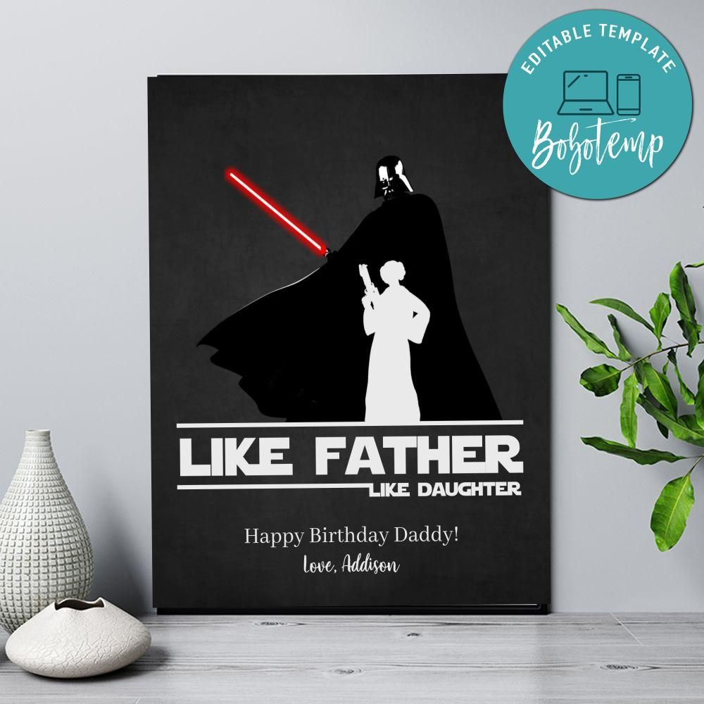 Like Father Like Daughter Star Wars Father&amp;#039;S Day Poster Sign Diy in Father&amp;#039;S Day Card Printable Templates Star Wars Daughher