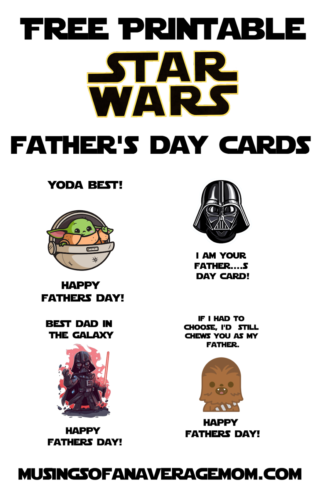 Musings Of An Average Mom: Free Printable Star Wars Fathers Day Cards intended for Free Printable Star Wars Father&amp;#039;S Day Card