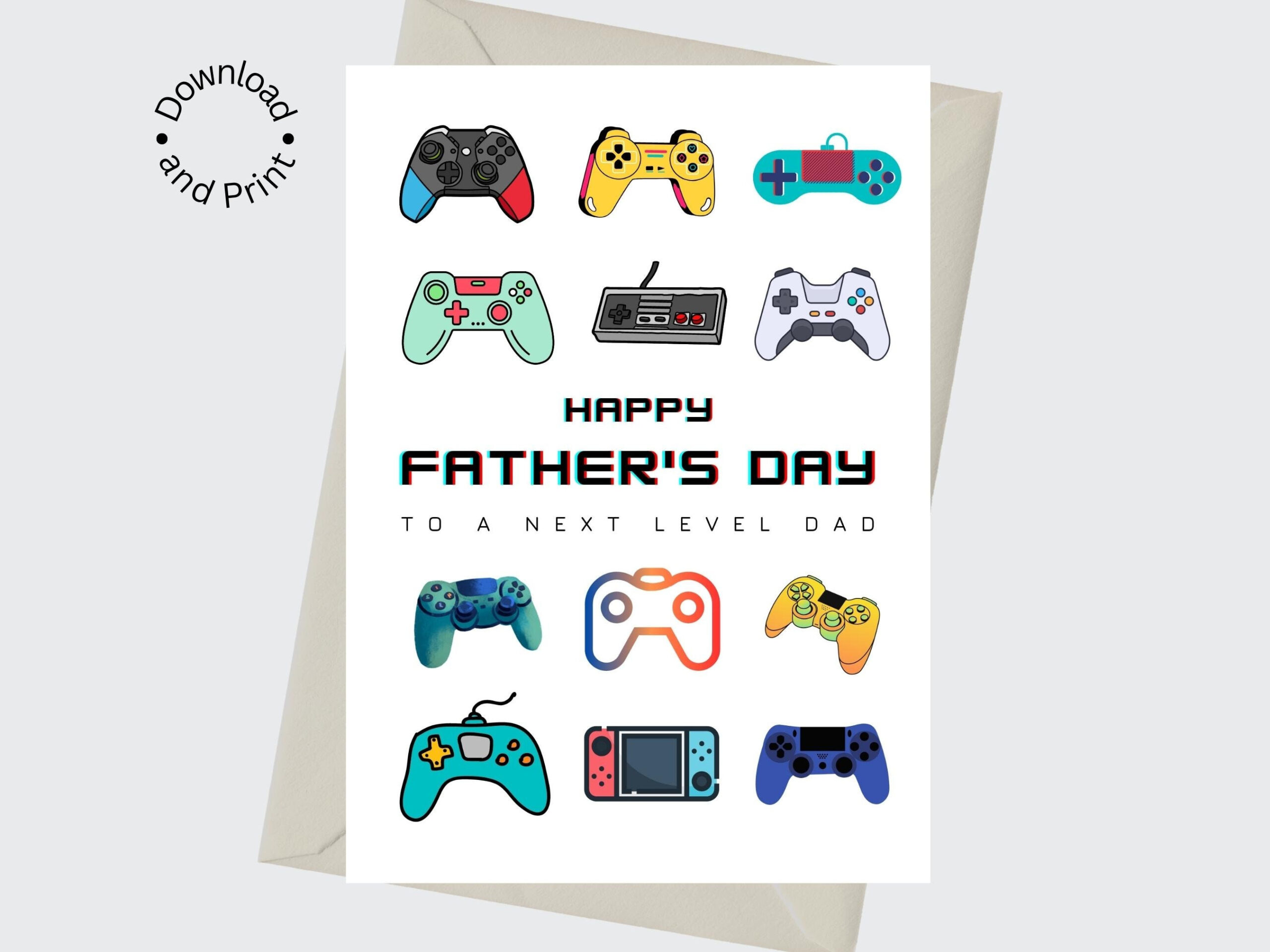 Printable Happy Father&amp;#039;S Day Video Game Controller Card, Gamer in Nerdy Father&amp;amp;#039;s Day Card Printable