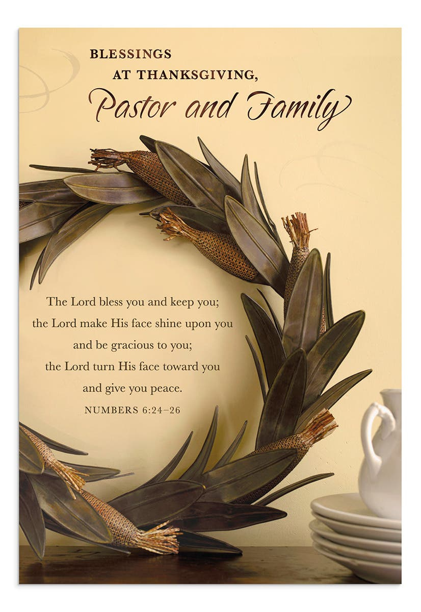 Thanksgiving - Pastor And Family - Blessings - 1 Premium Card intended for Thanksgiving Family Cards