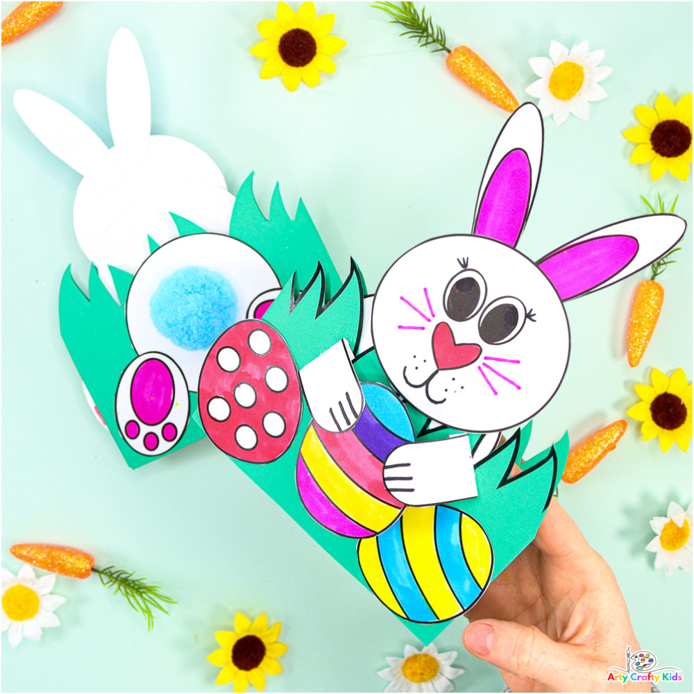 3d Pop Up Bunny Card For Easter Printable Easter Card
