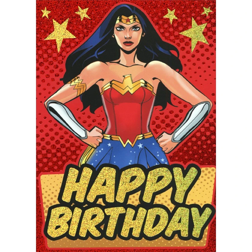 Cd15535 Wonder Woman On Red Foil Kids Birthday Card Paper House