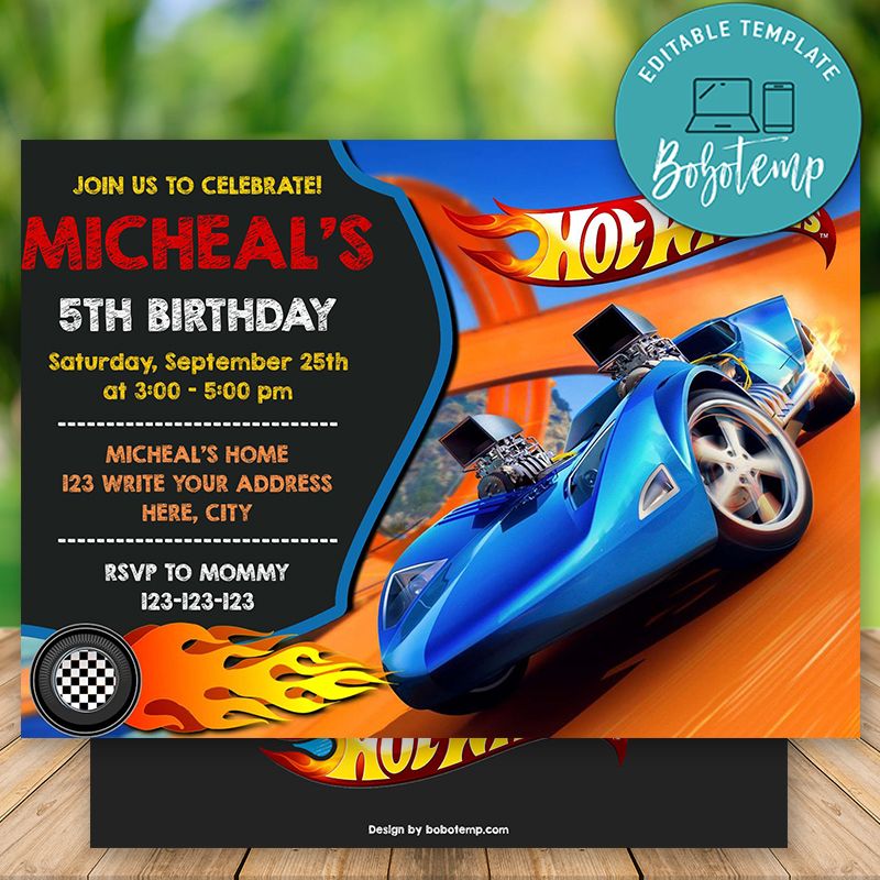 Editable Hot Wheels Birthday Invitations Instant Download Editable Hot Wheels Birthday Invitations Instant Download