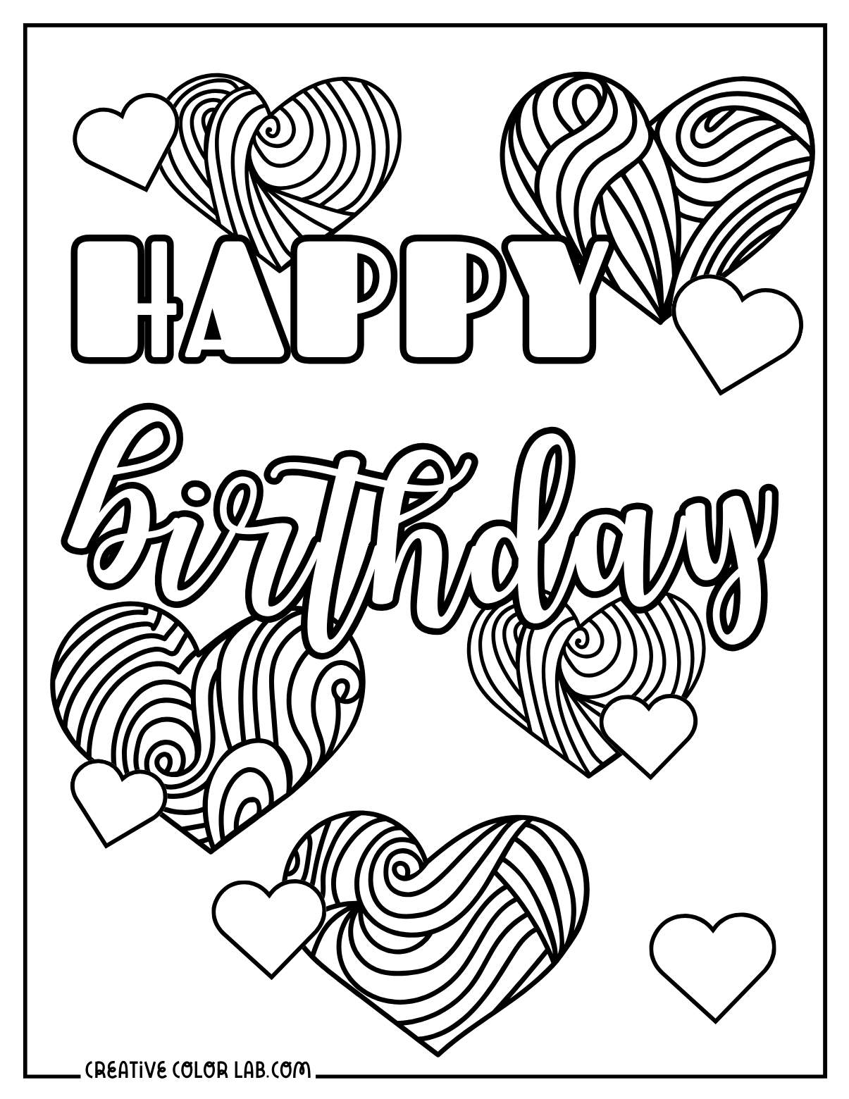 Happy Birthday Coloring Pages Happy Birthday Coloring Pages