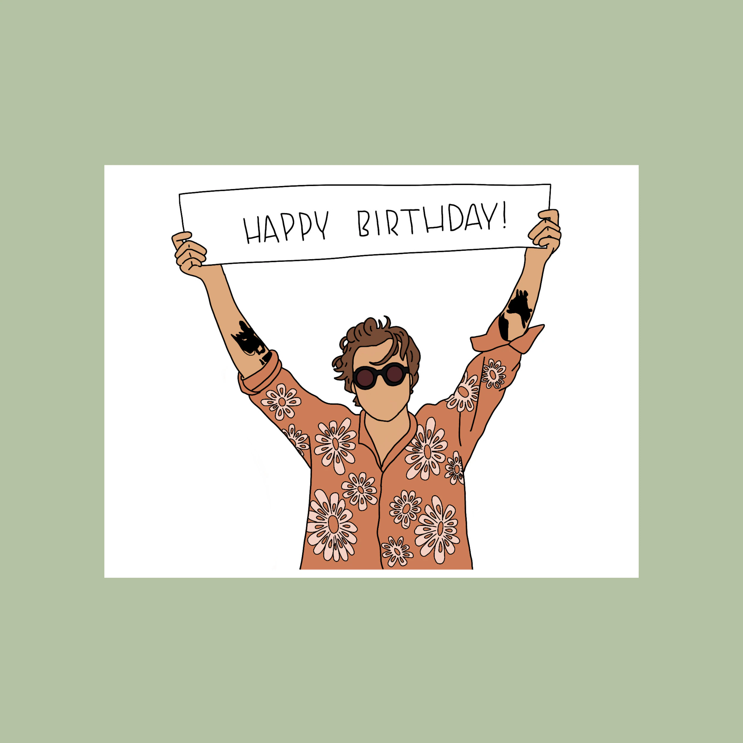 Harry Styles Birthday Card Printed