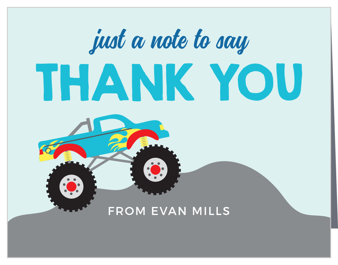 Monster Truck Bash Childrens Birthday Thank You Cards Monster Truck Bash Childrens Birthday Thank You Cards
