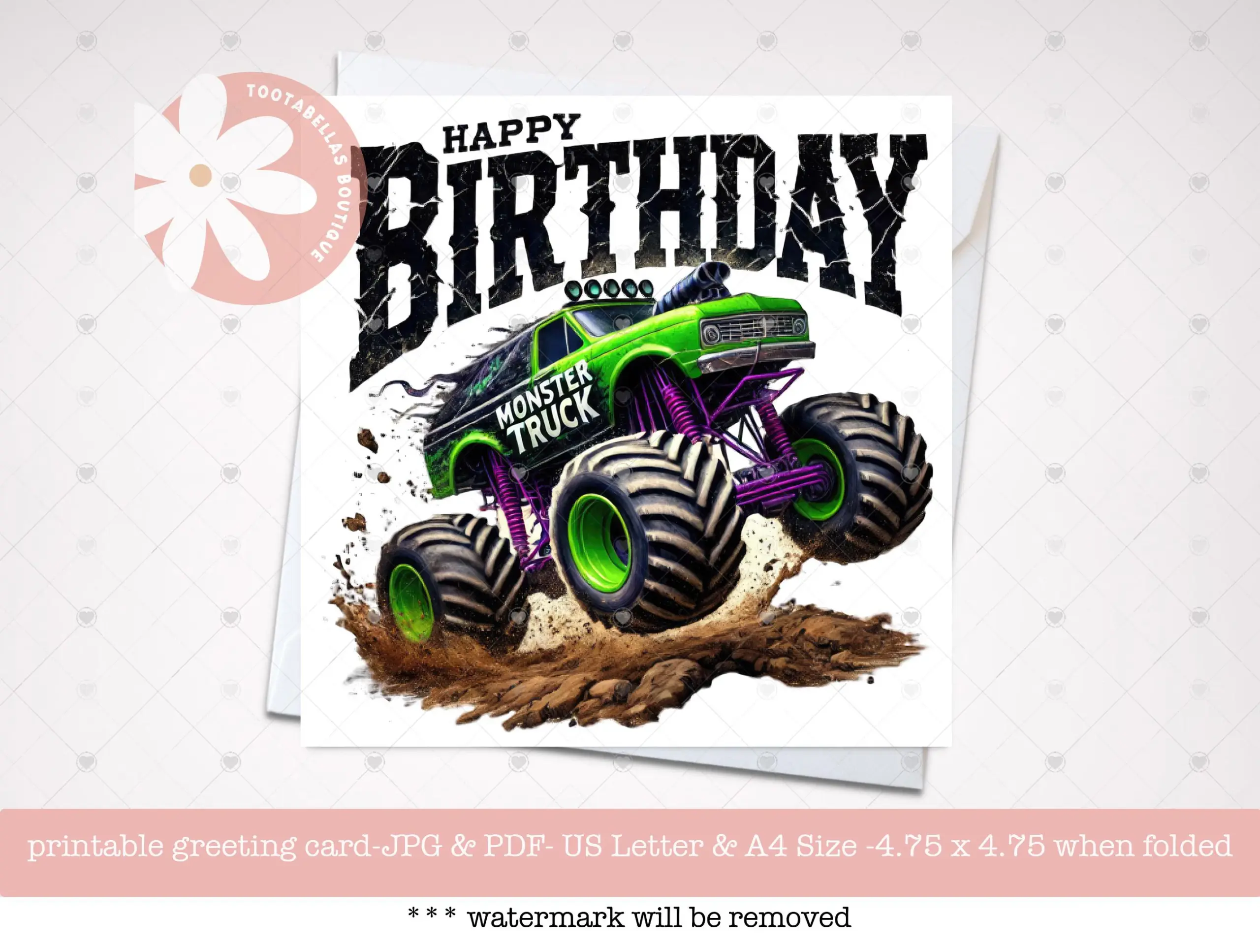 Monster Truck Birthday Card Kids Monster Truck Birthday Card Kids