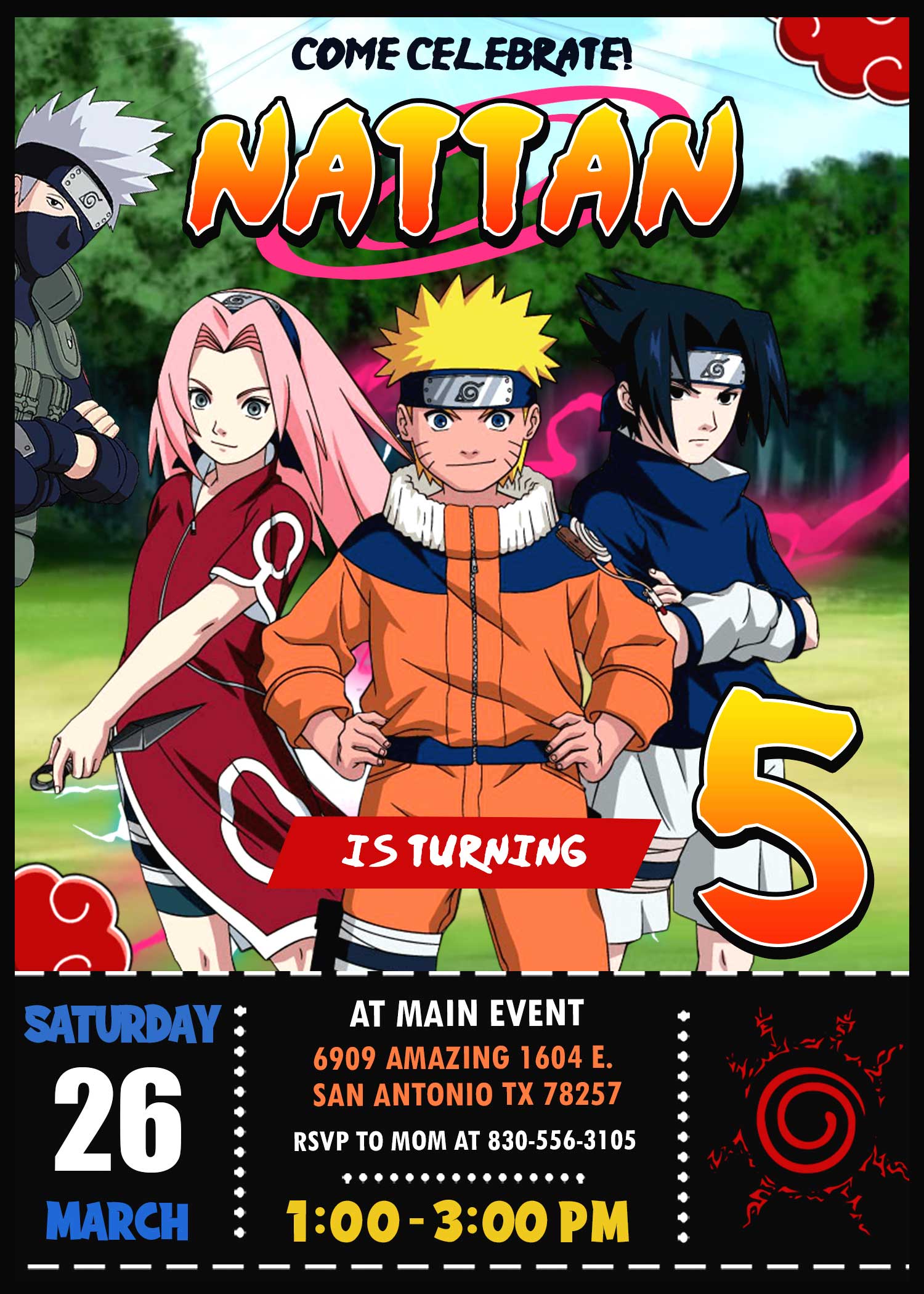 Naruto Birthday Invitation Naruto Birthday Invitation