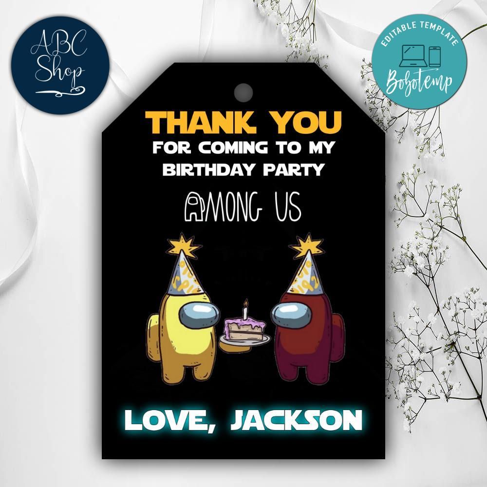 Printable Among Us Birthday Thank You Tags Instant Download Printable Among Us Birthday Thank You Tags Instant Download