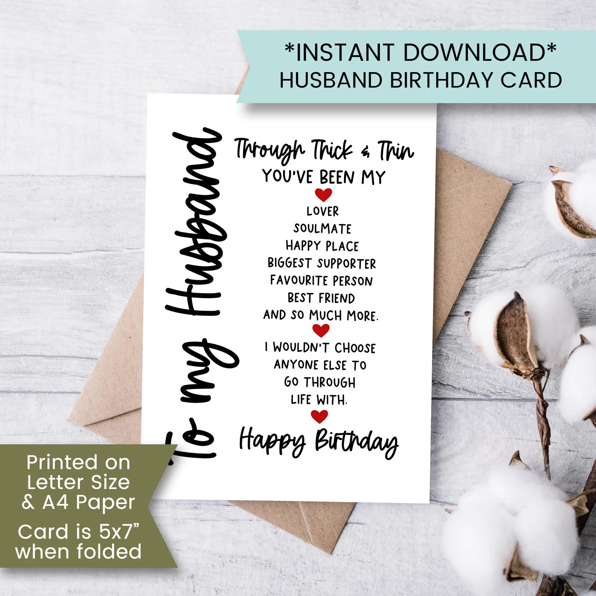 Printable Birthday Card Husband Printable Birthday Card Husband
