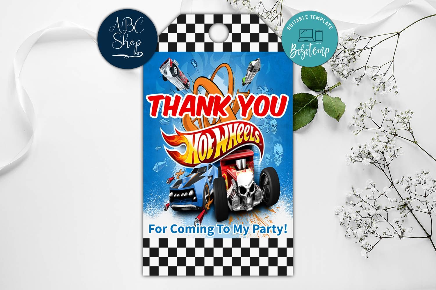 Printable Hot Wheels Birthday Thank You Tags Instant Download Printable Hot Wheels Birthday Thank You Tags Instant Download