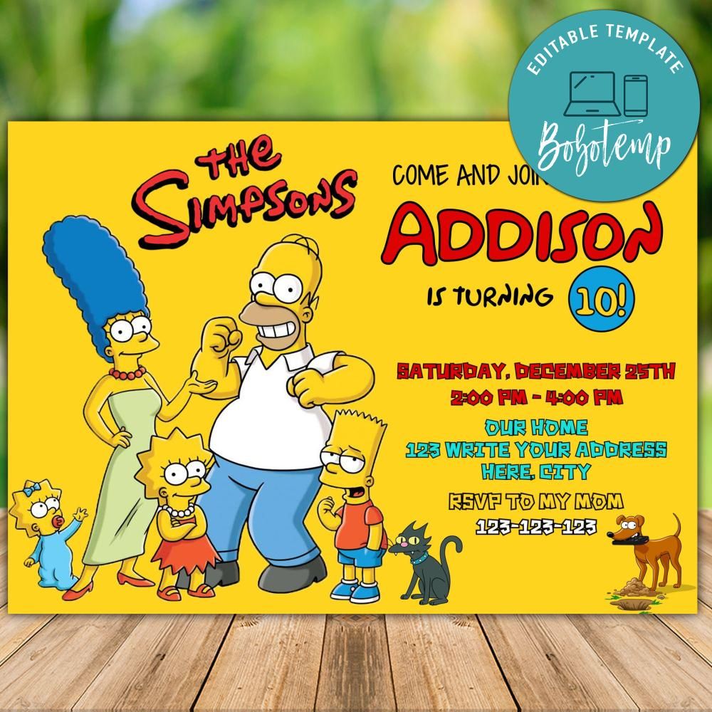 Simpsons Birthday Card Printable Simpsons Birthday Card Printable