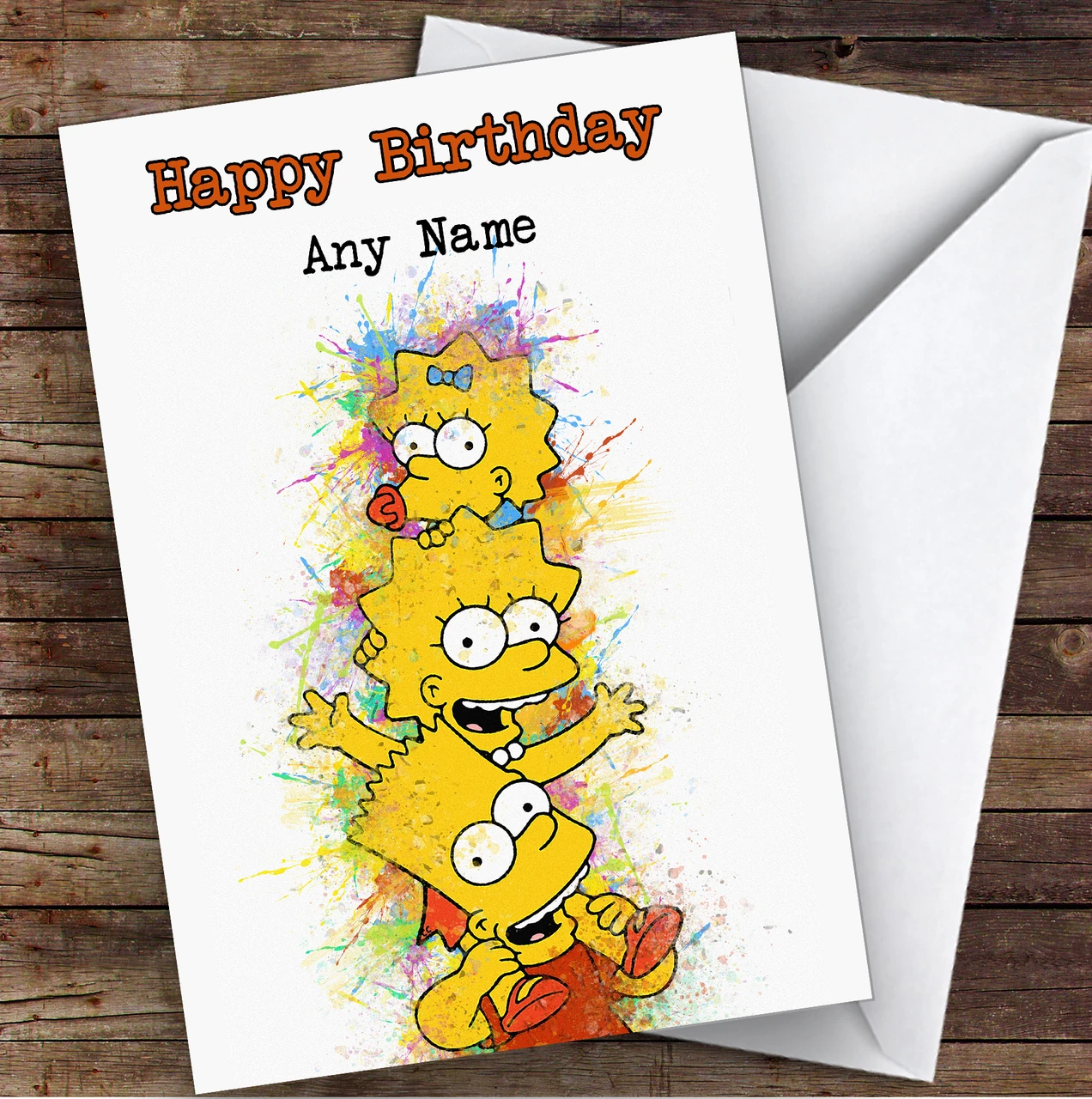 The Simpsons Watercolor Splatter Kids Childrens Kids Birthday Card The Simpsons Watercolor Splatter Kids Childrens Kids Birthday Card