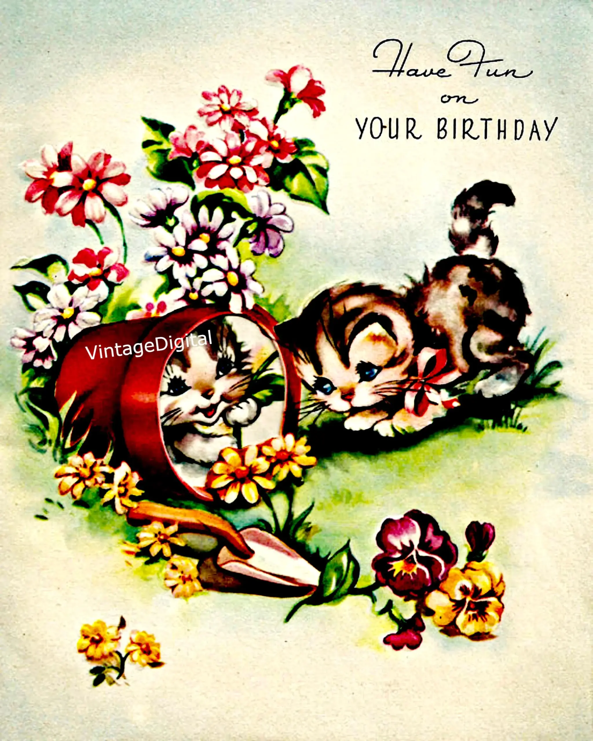 Vintage Birthday Card Digital Image Have
