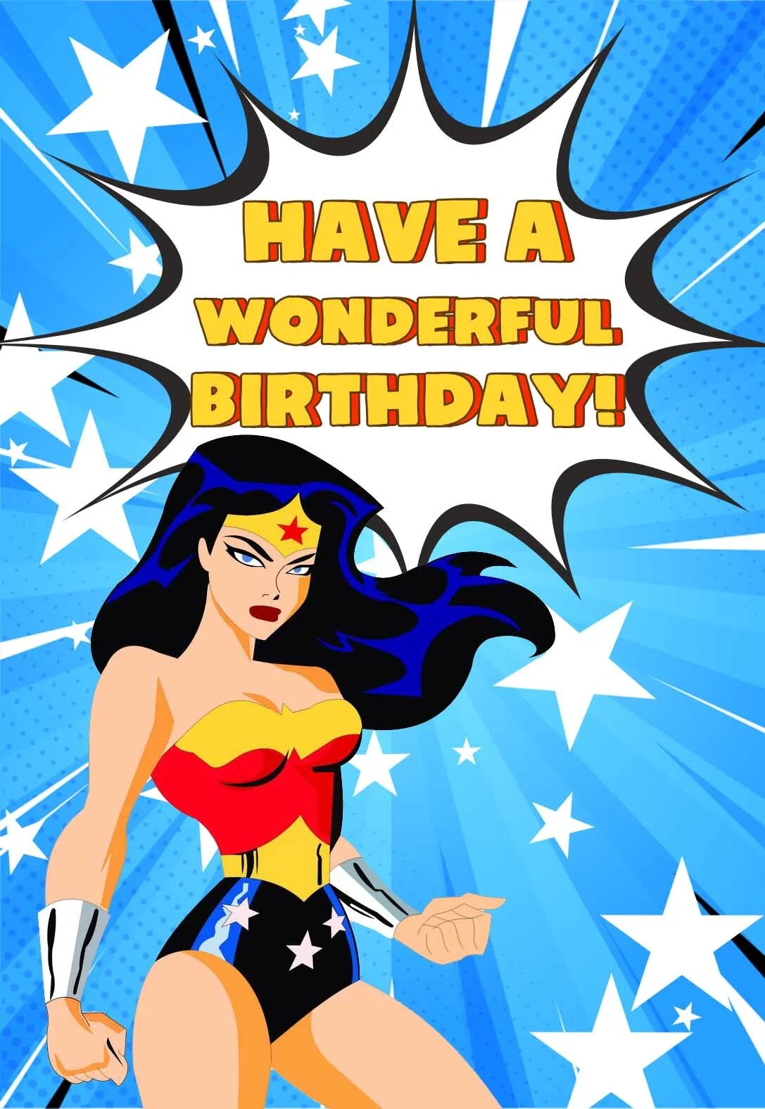 Wonder Woman Printable Birthday Cards
